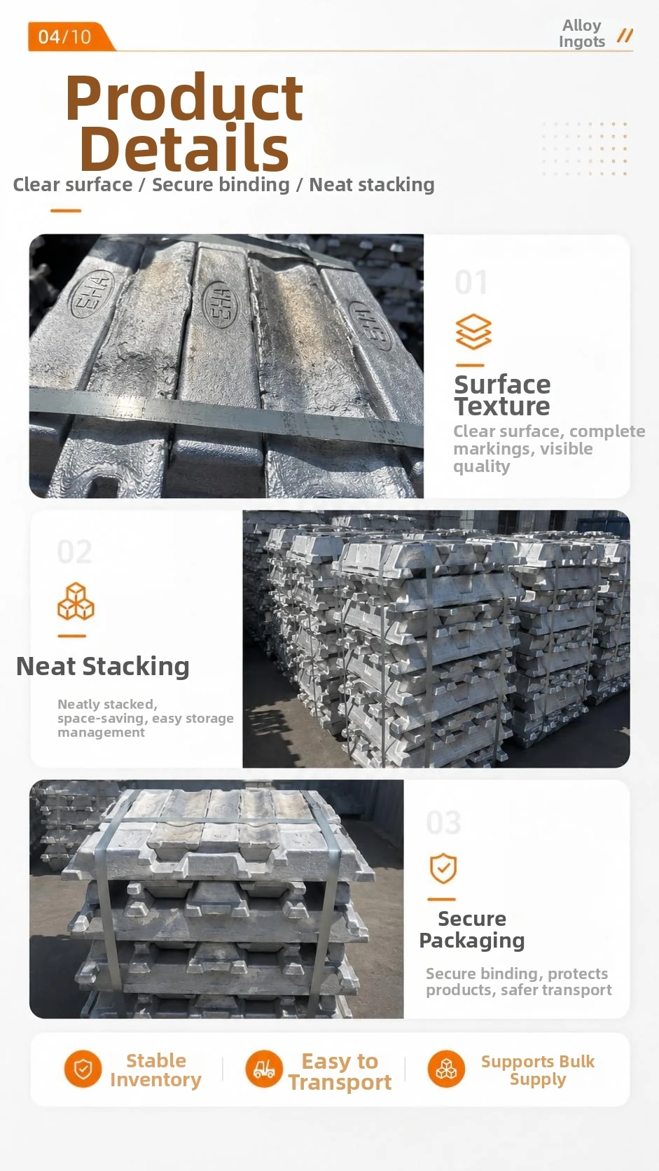Aluminum ingot product details brochure page