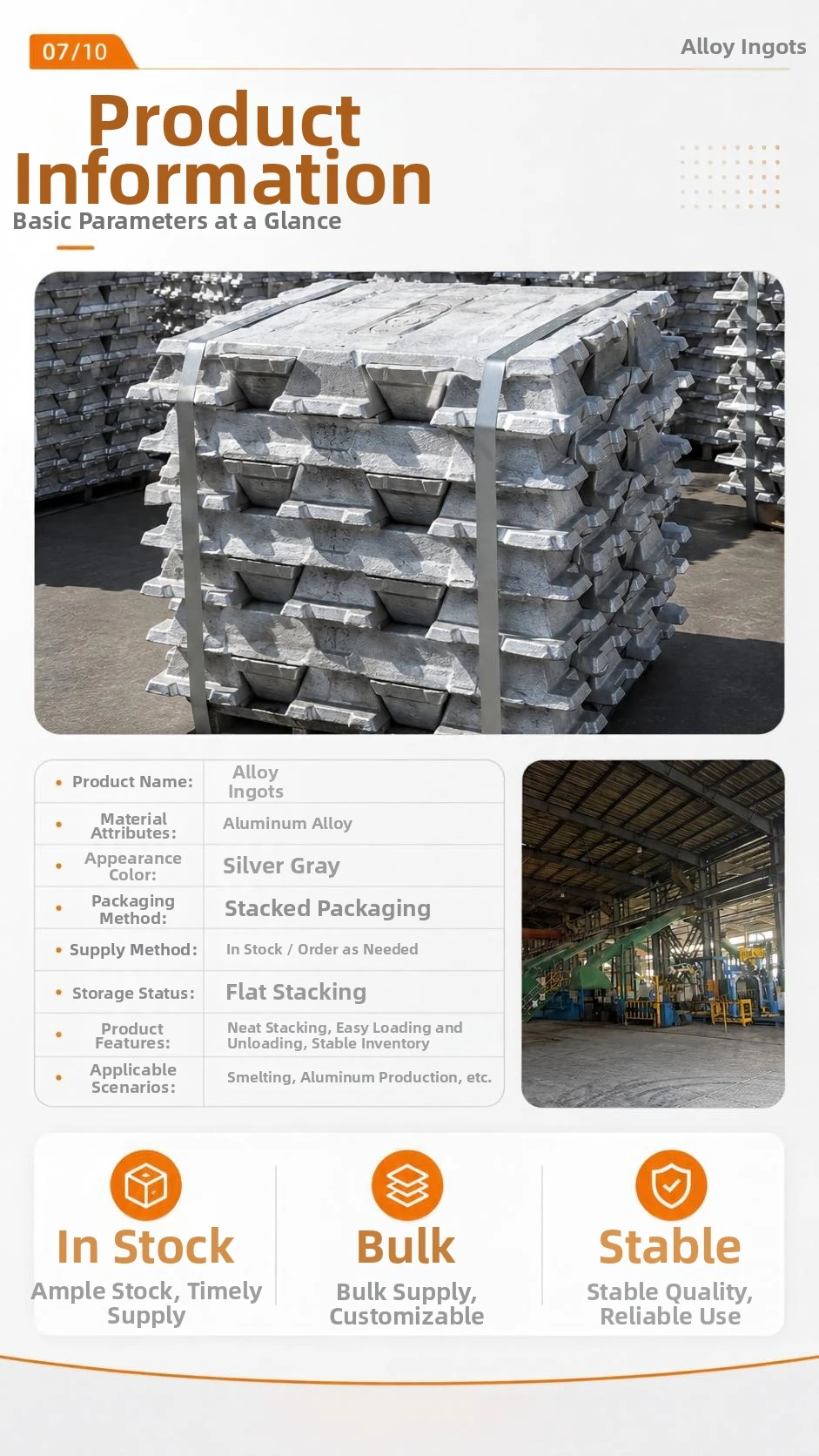 Aluminum ingot product information brochure page