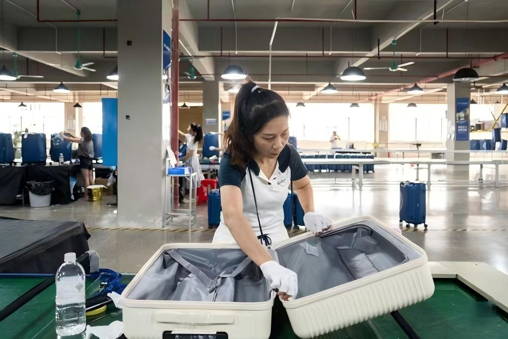 Luggage inspection at a production facility