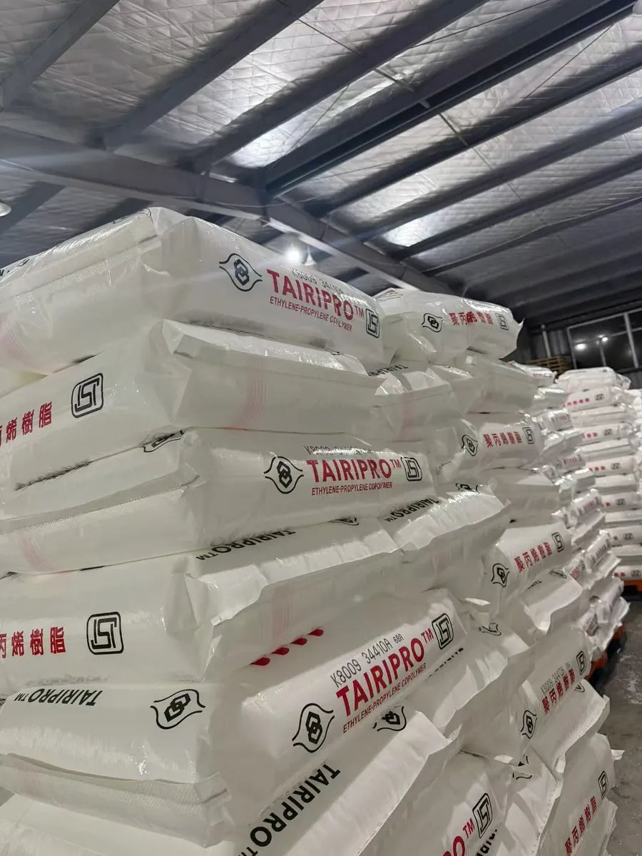 PP resin bags on warehouse racking