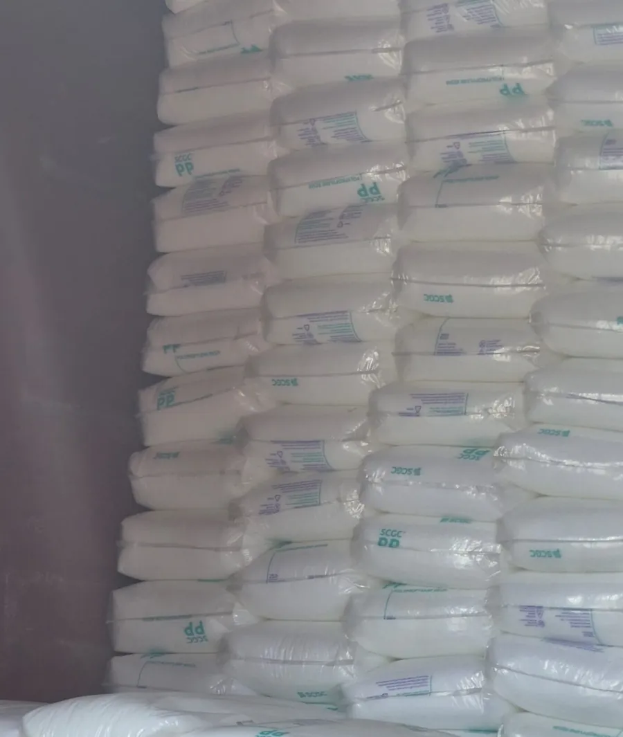 Tall stack of PP resin bags